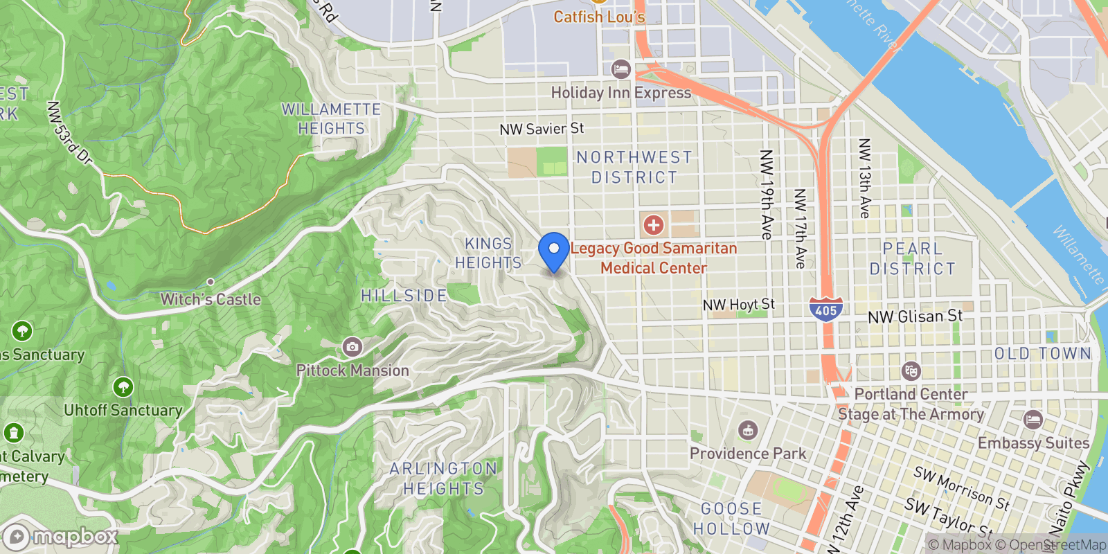 Map showing 2514 NW Westover Rd, Portland, OR 97210, Portland, Oregon, United States.