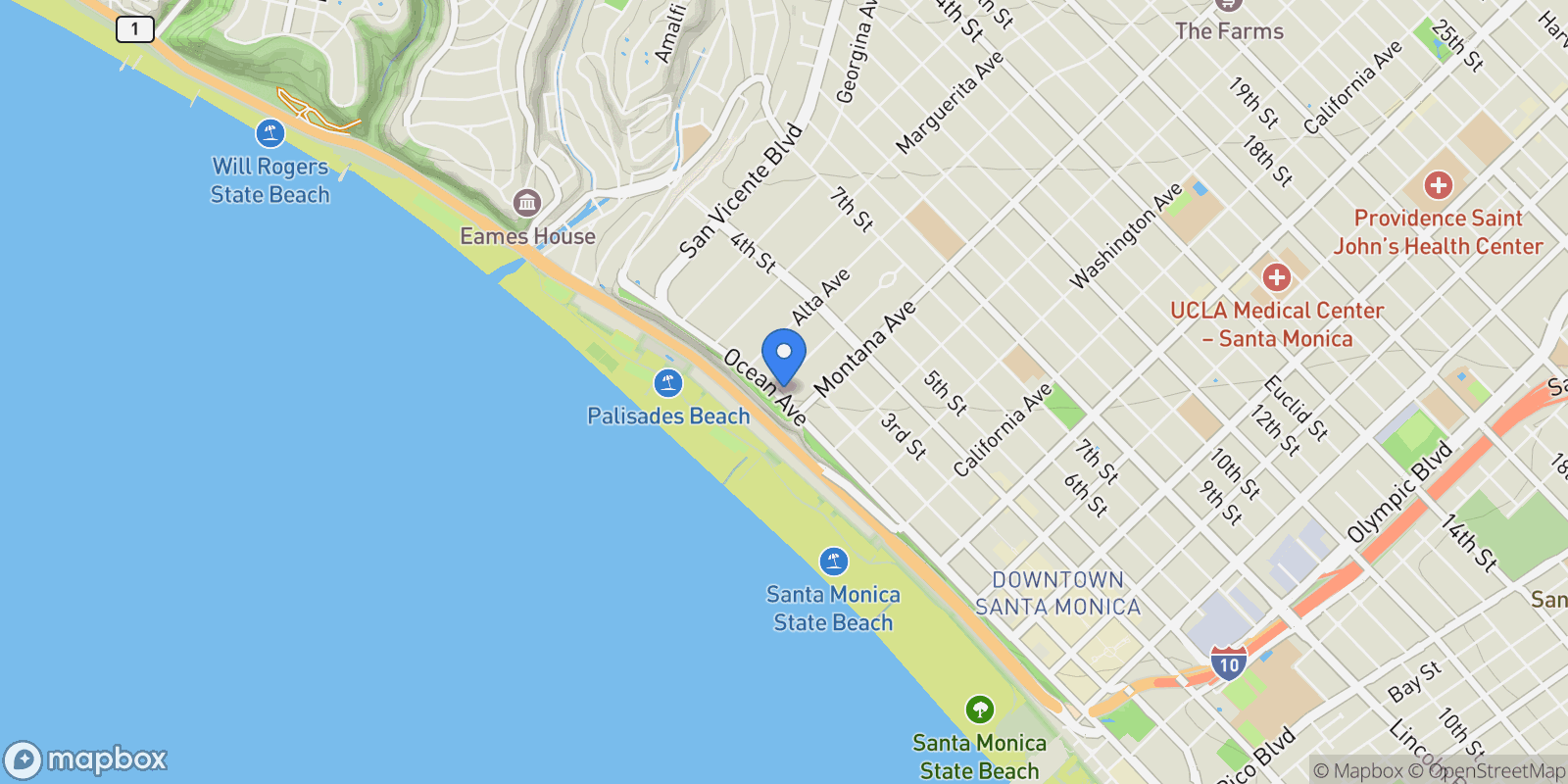 Map showing 701 Ocean Avenue 110, Santa Monica, California, United States.