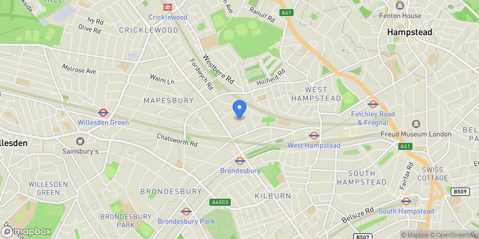 Map showing Fordwych Road 11, London, England, United Kingdom.