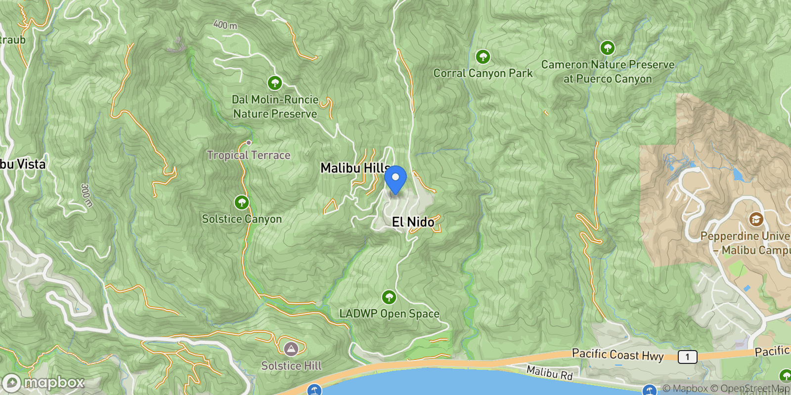 Map showing 2909 Searidge Street, Malibu, California, United States.