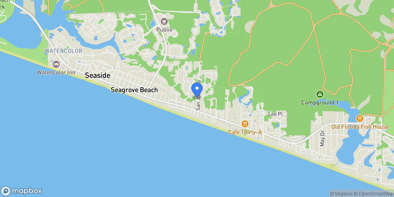 Map showing 137 San Juan Avenue, Santa Rosa Beach, Florida, United States.