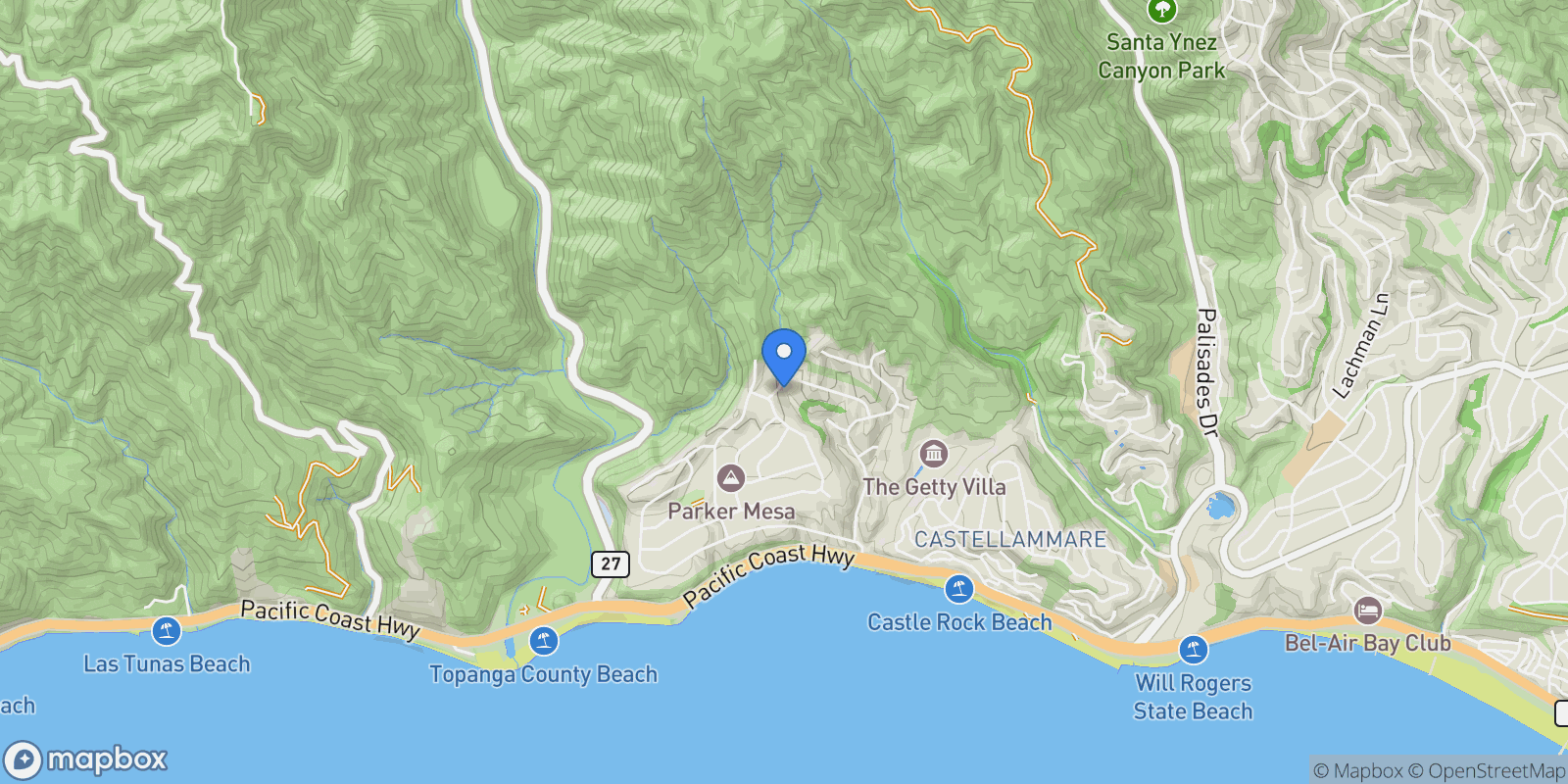 Map showing 3444 Cloudcroft Drive, Malibu, California, United States.