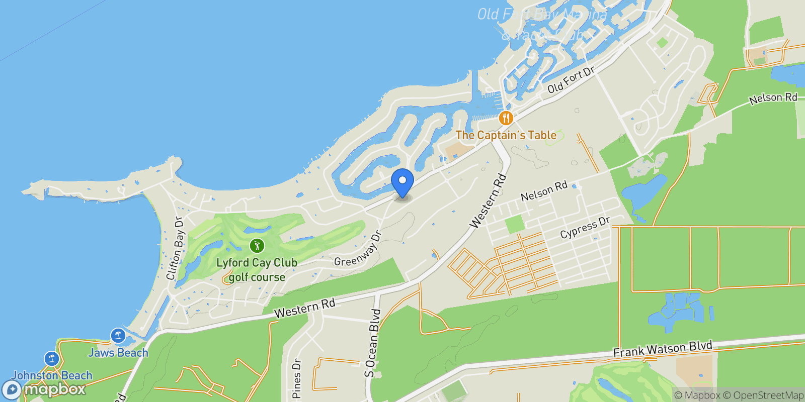 Map showing Bali Cinq Bougainvillea Drive, Lyford Cay, NP, Nassau, New Providence, The Bahamas.
