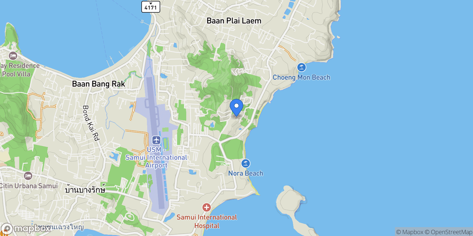 Map showing Villa Natha Contemporary Sea View Villa in Gated Estate, Choengmon, Koh Samui, 84 84320, Koh Samui, Surat Thani, Thailand.
