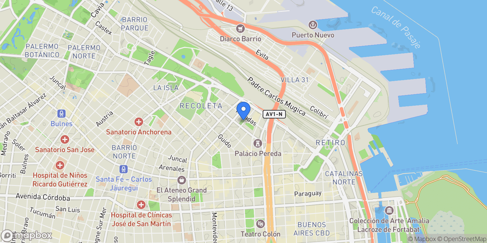 Map showing Montevideo al 1800, Recoleta, Buenos Aires, Buenos Aires, Argentina.