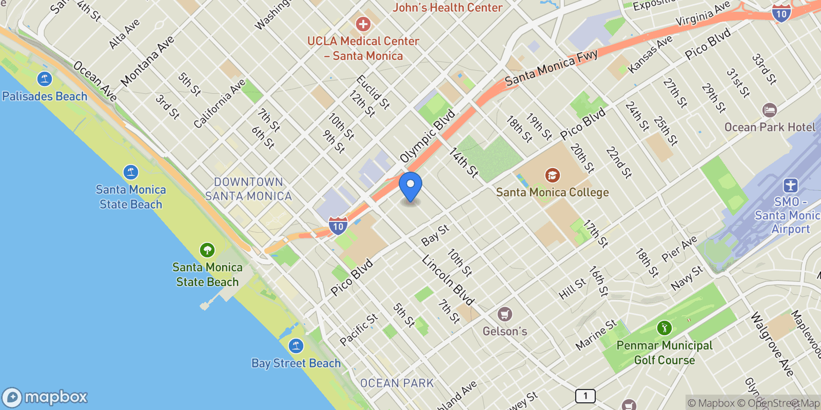 Map showing 1824 10th Street, Santa Monica, California, United States.