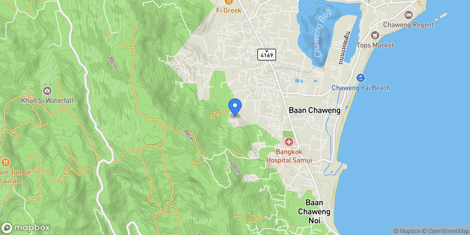 Map showing Villa Asi Modern Luxury Villa with Ocean Views in Chaweng Hills, Koh Samui, Koh Samui, 84 84320, Koh Samui, Surat Thani, Thailand.