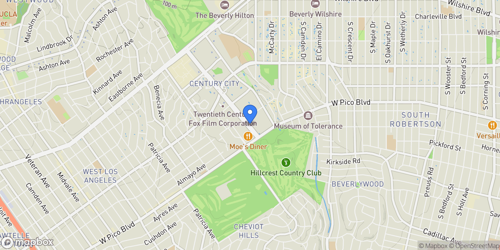 Map showing 2222 Avenue Of The Stars 1004, Los Angeles, California, United States.