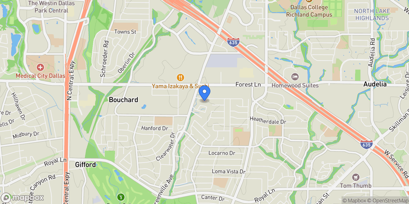 Map showing 9606 Windy Crest Court, Dallas, TX 75243, Dallas, Texas, United States.