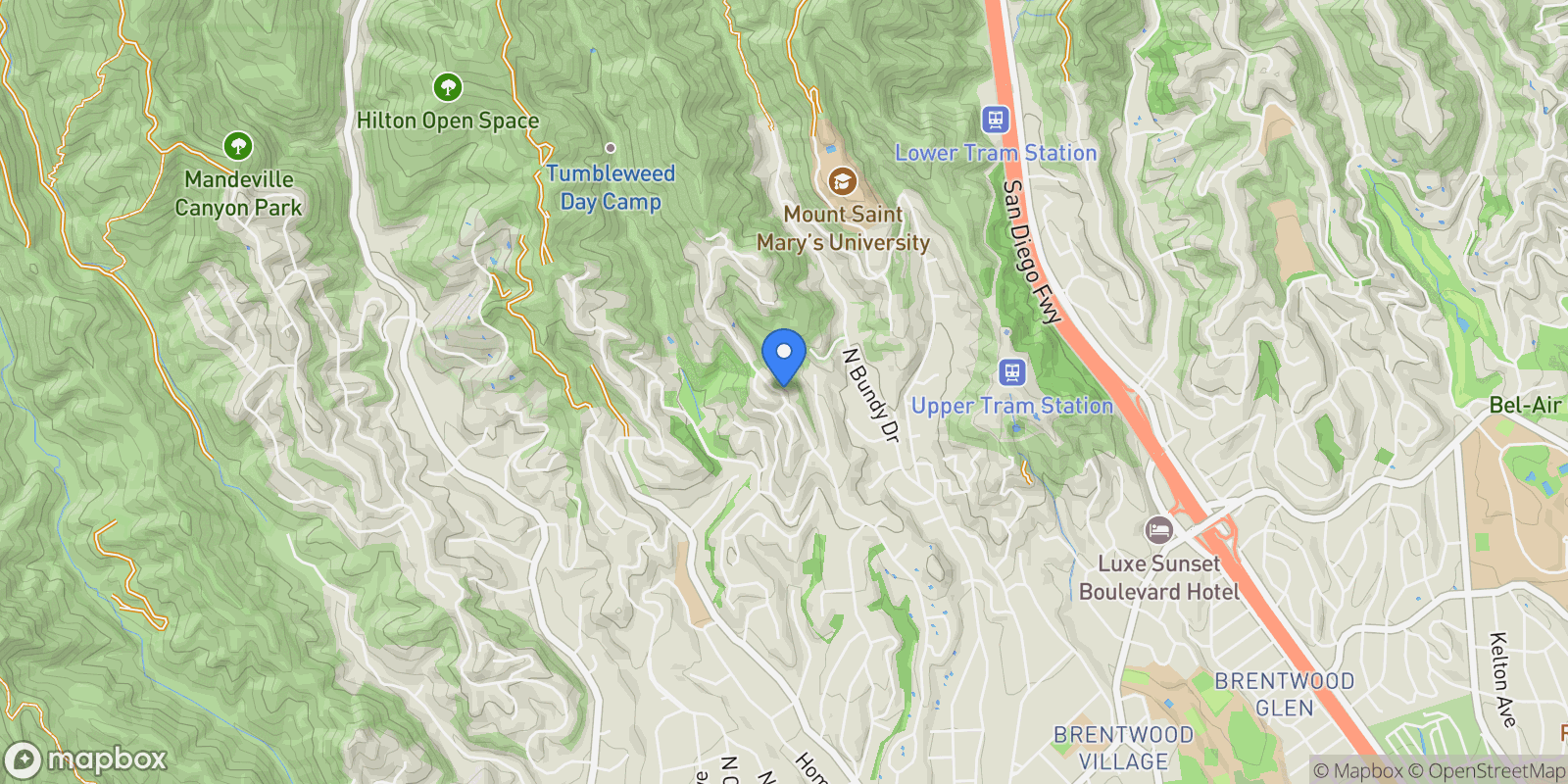 Map showing 1018 N Tigertail Road, Los Angeles, California, United States.