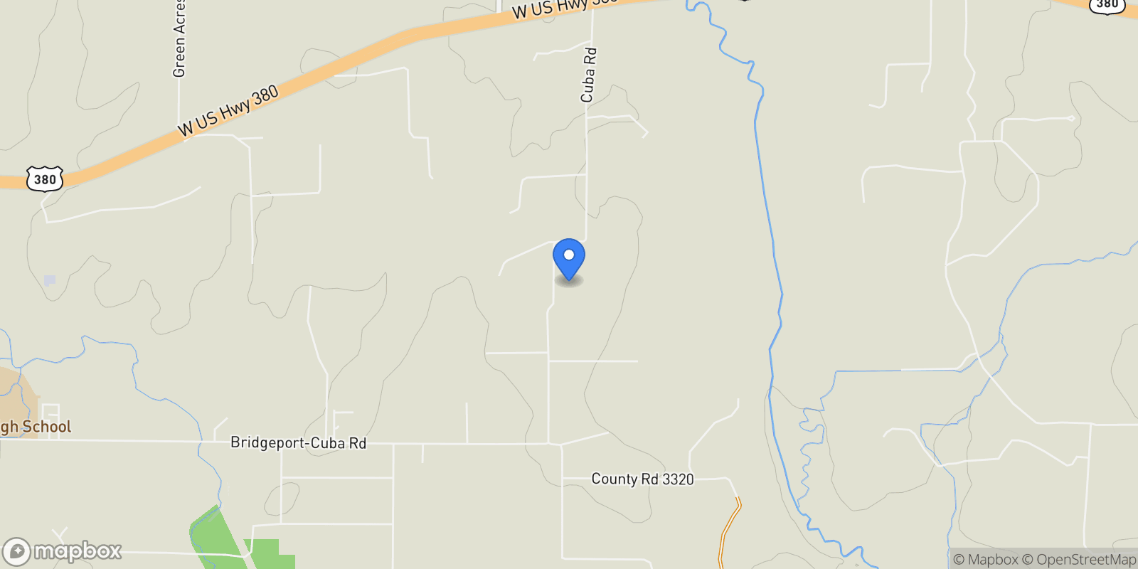 Map showing 1652 Cuba Road, Bridgeport, TX 76426, Bridgeport, Texas, United States.