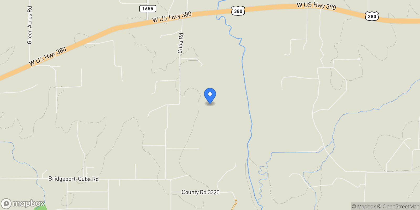 Map showing 1674 Cuba Road , Bridgeport, TX 76426, Bridgeport, Texas, United States.