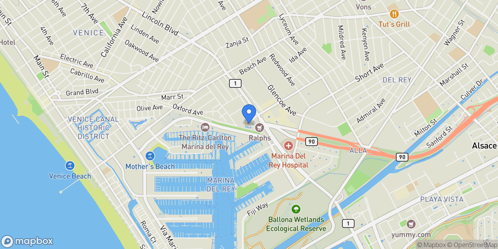 Map showing 13650 Marina Pointe Drive 309, Marina del Rey, California, United States.