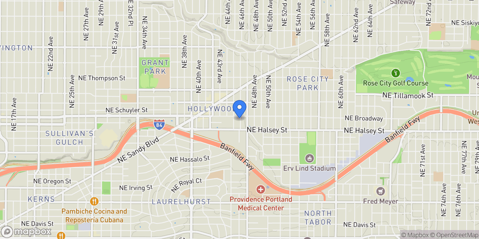 Map showing 1613 NE 46th Ave, Portland, OR 97213, Portland, Oregon, United States.