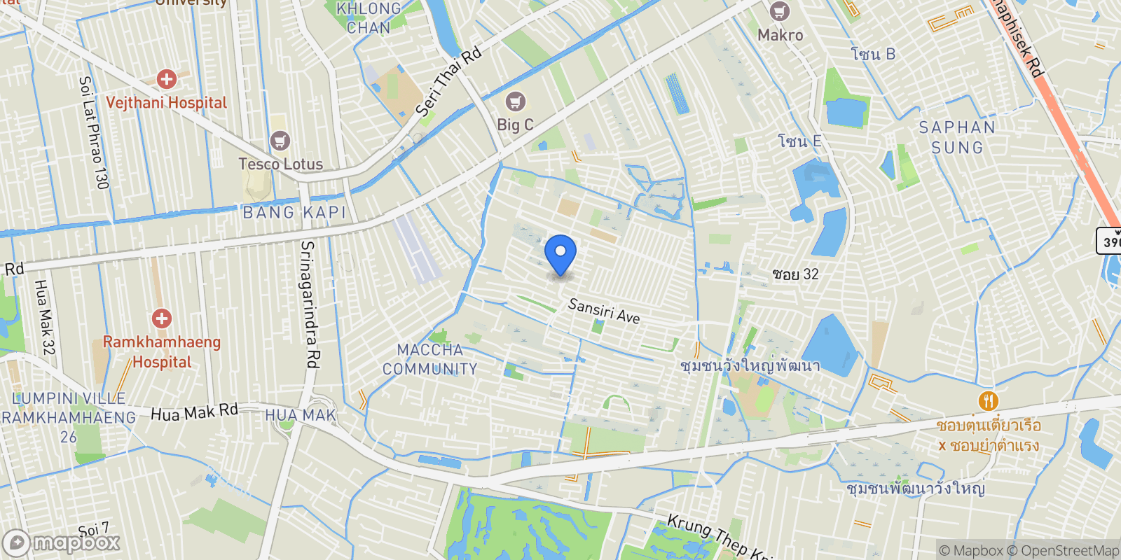 Map showing Narasiri Victoire Krungthep Kreetha, Bang Kapi, 10 10240, Hua Mak, Bangkok, Thailand.