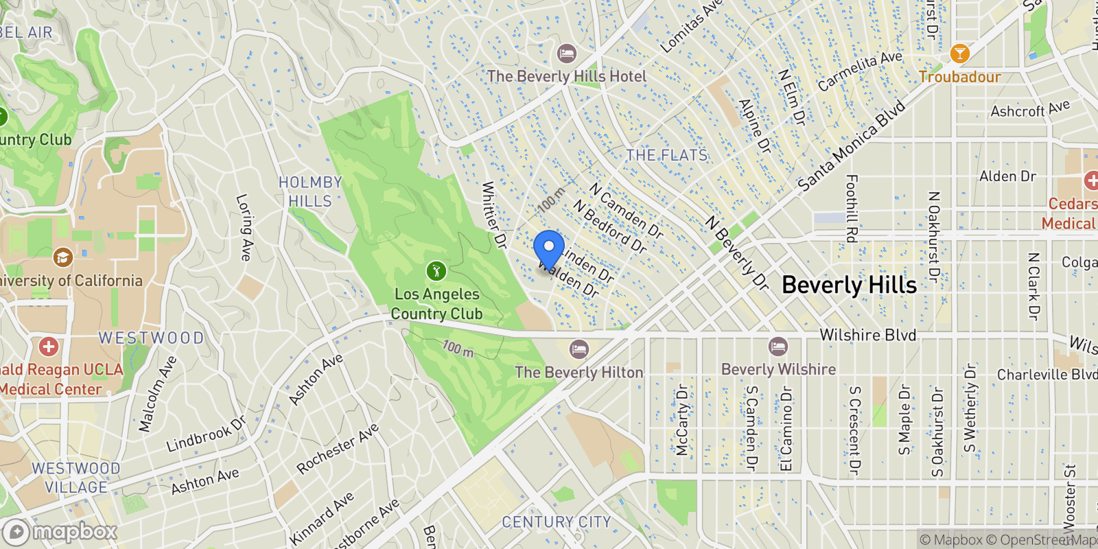 Map showing 703 Walden Drive, Beverly Hills, California, United States.
