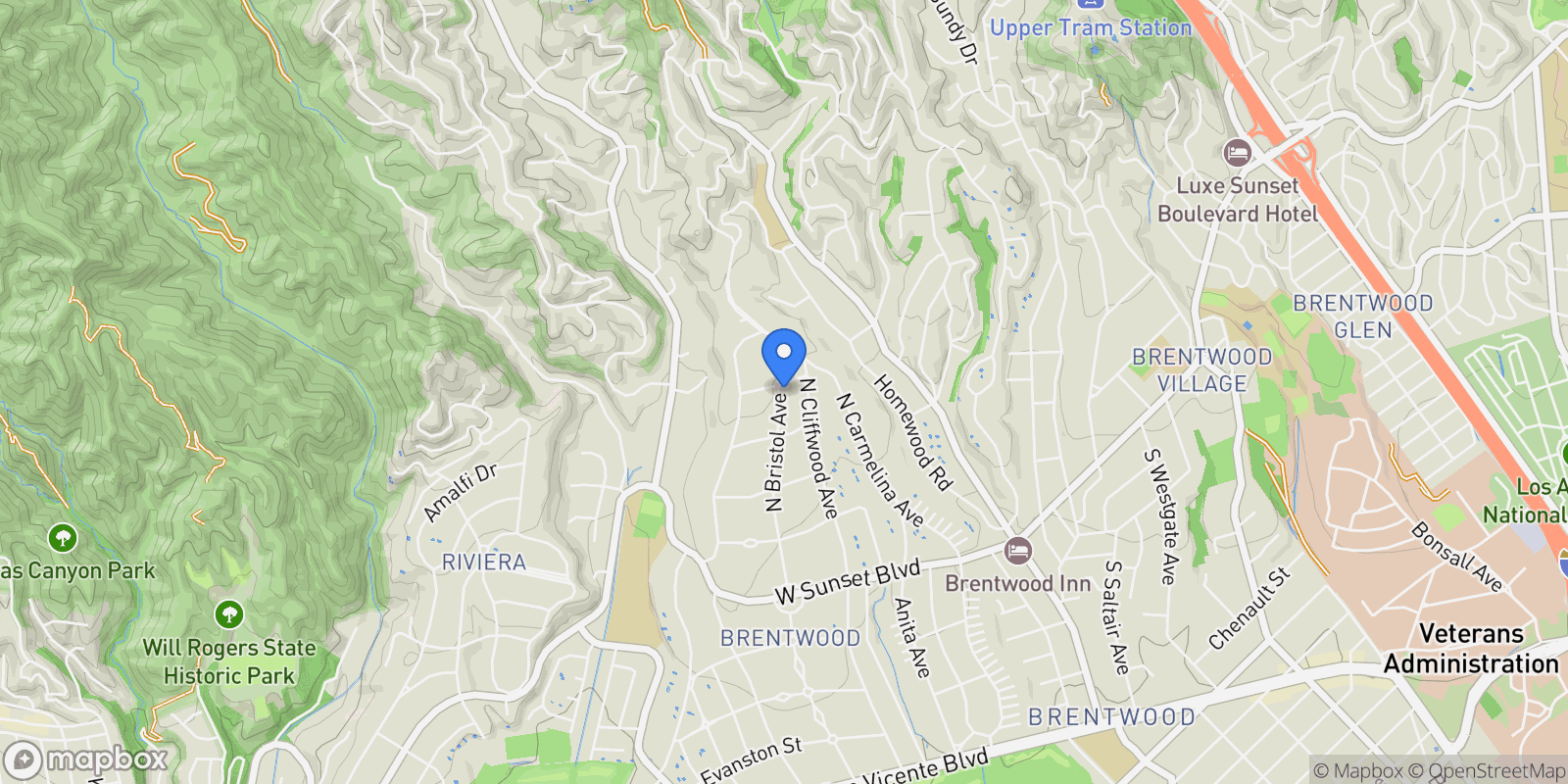 Map showing 456 N Bristol Avenue, Los Angeles, CA, United States.