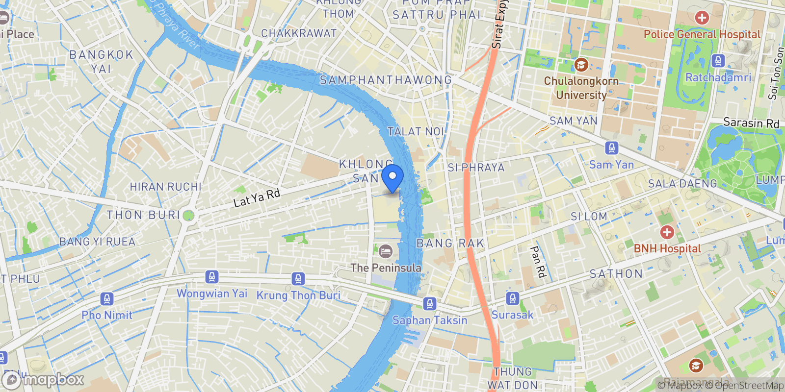 Map showing The Residences at Mandarin Oriental, Khlong San, 10 10600, Bangkok, Krung Thep Maha Nakhon, Thailand.