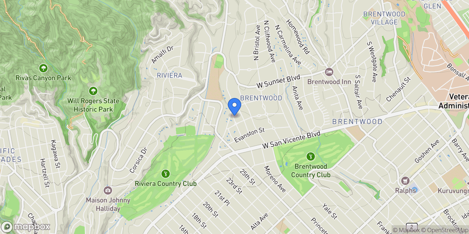 Map showing 222 Avondale Avenue, Los Angeles, California, United States.
