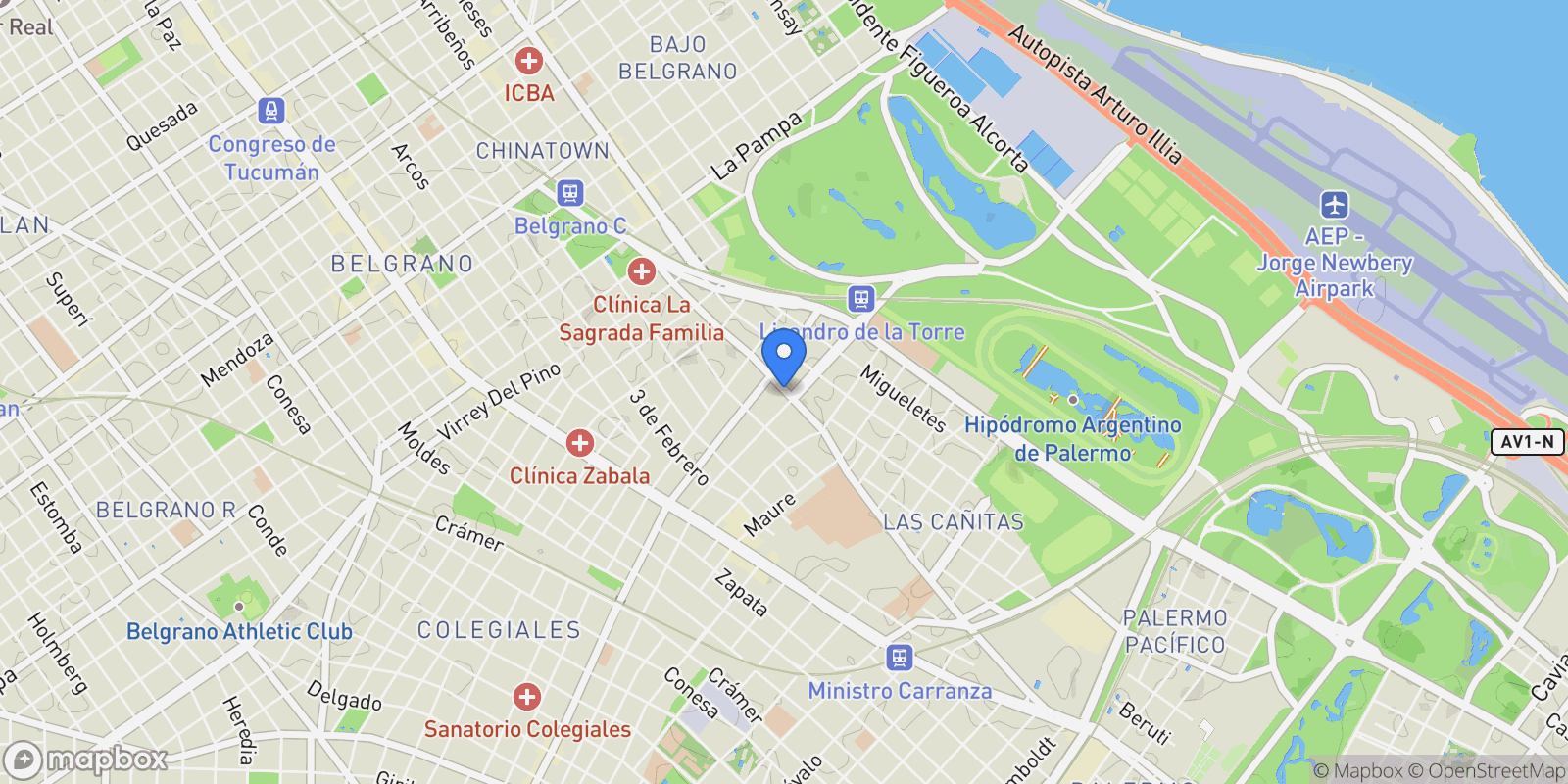 Map showing Luis Maria Campos al 1100, Las Cañitas, Buenos Aires, Buenos Aires, Argentina.