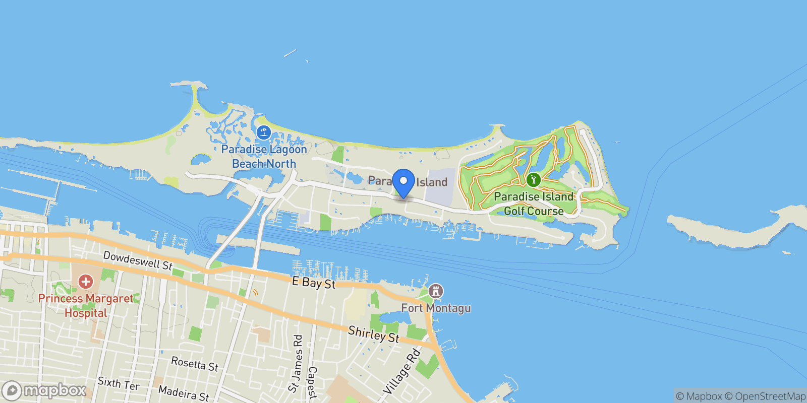 Map showing 5 Palatial Estates, NASSAU AND PARADISE ISLAND, Nassau, New Providence, The Bahamas.