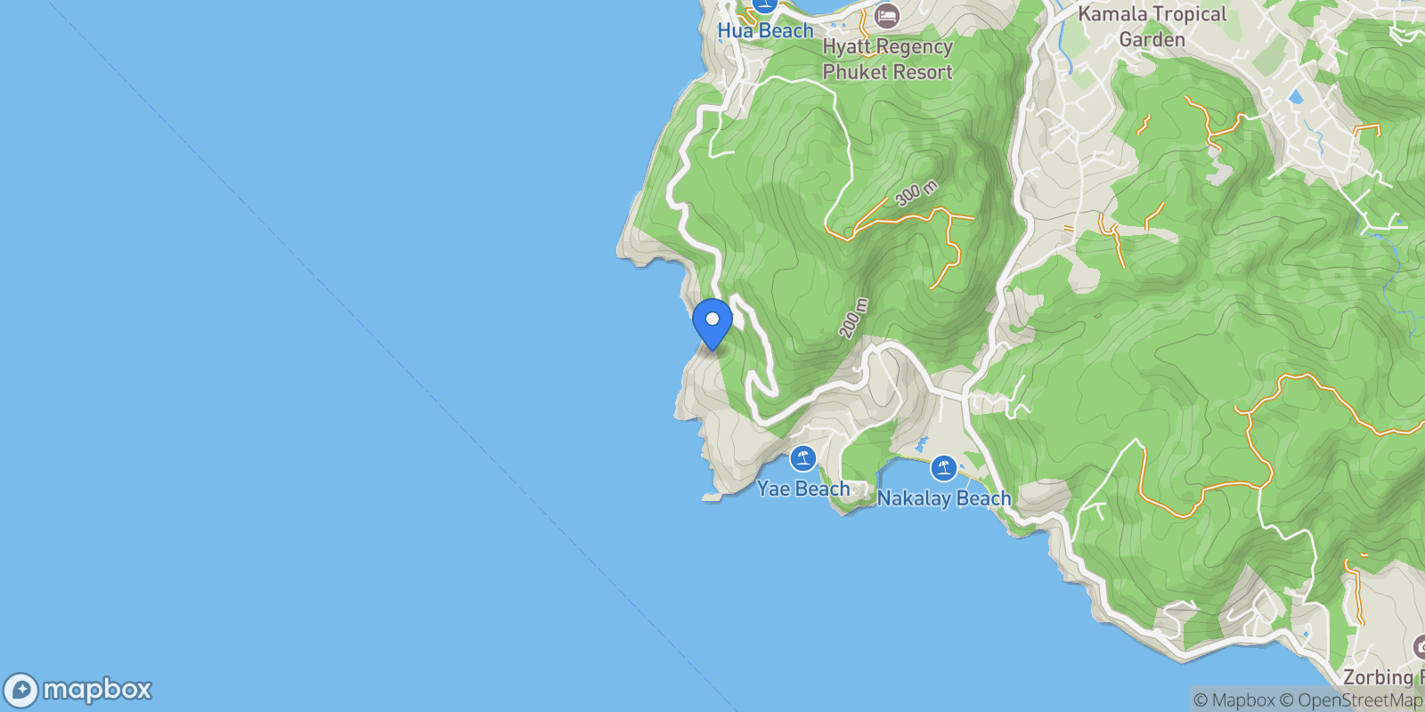 Map showing Villa Yin Oceanfront villa in Kamala within a gated estate, Thailand, 83 83150, Kamala, Phuket, Thailand.