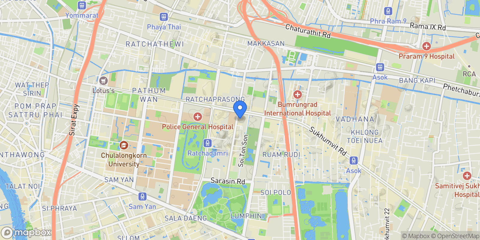 Map showing Lang Suan Rd, Lumphini, Bangkok, 10 10330, Bangkok, Bangkok, Thailand.