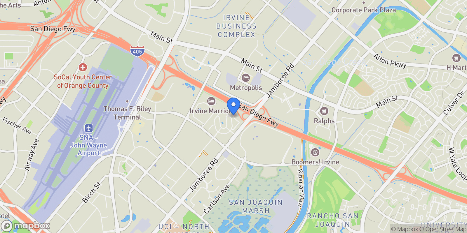 Map showing 175 Bowery, Irvine, California, United States.