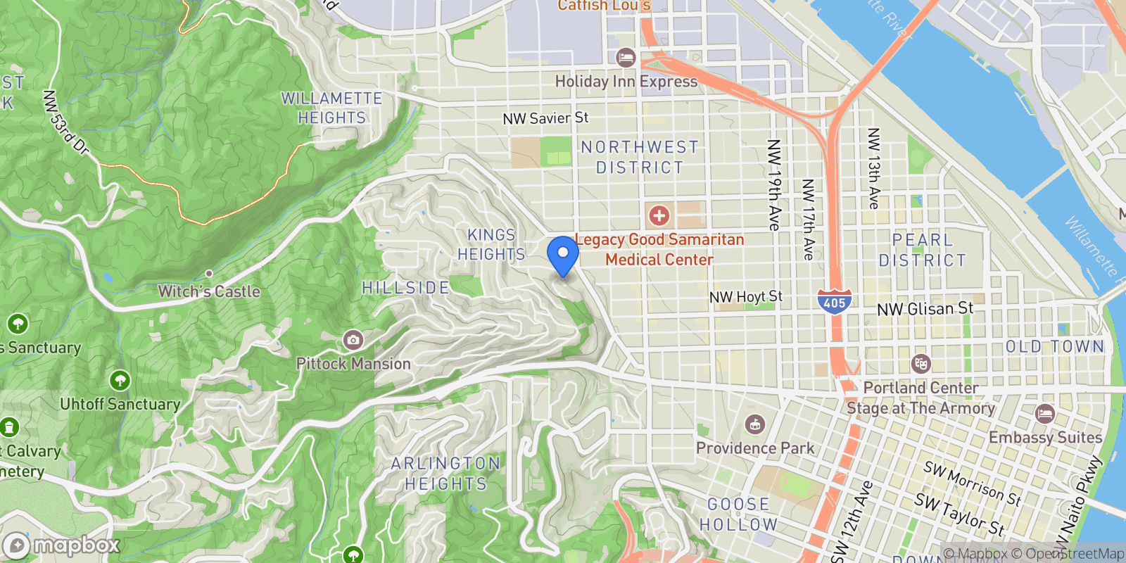 Map showing 720 NW Westover Cir, Portland, OR 97210, Portland, Oregon, United States.