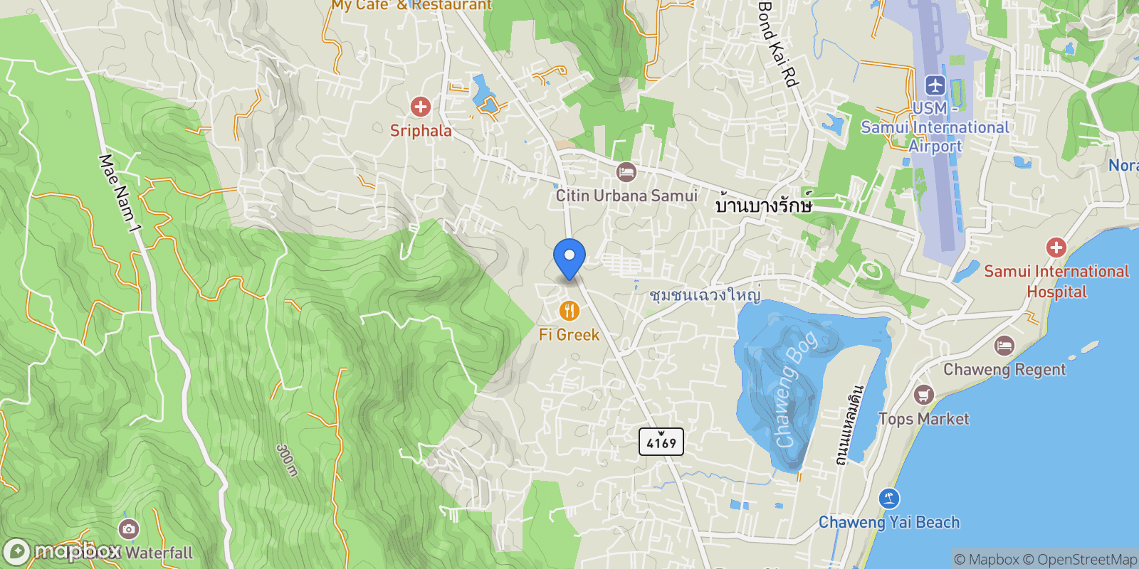 Map showing Villa Udorn Thara Timeless Thai Architecture with Panoramic Sea Views beside Elephant Sanctuary, Koh Samui, Ko Samui, 84 84320, Koh Samui, Surat Thani, Thailand.