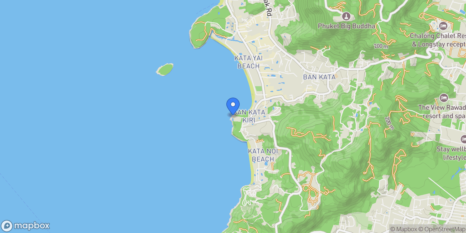 Map showing Baan Kata B6 Oceanfront Villa within Gated Resort in Kata Beach., Phuket, 83 83100, Karon, Phuket, Thailand.