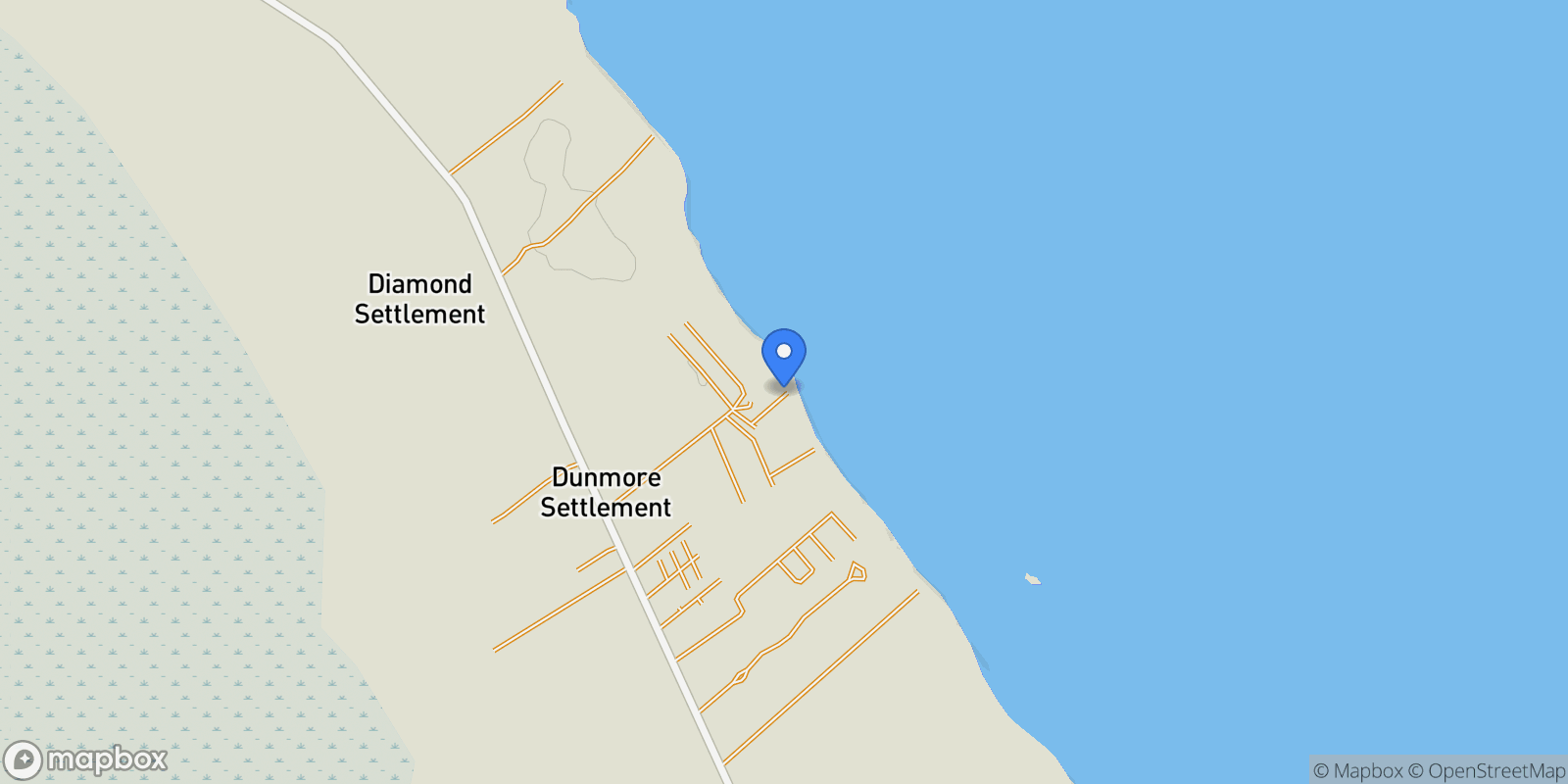 Map showing BEACH HOME & 3 LOTS, Dunmore Settlement, Long Island, The Bahamas.