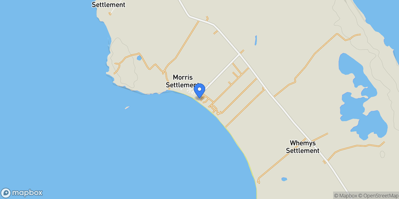 Map showing SLEEK BEACHFRONT HOME, Morris Settlement, Long Island, The Bahamas.