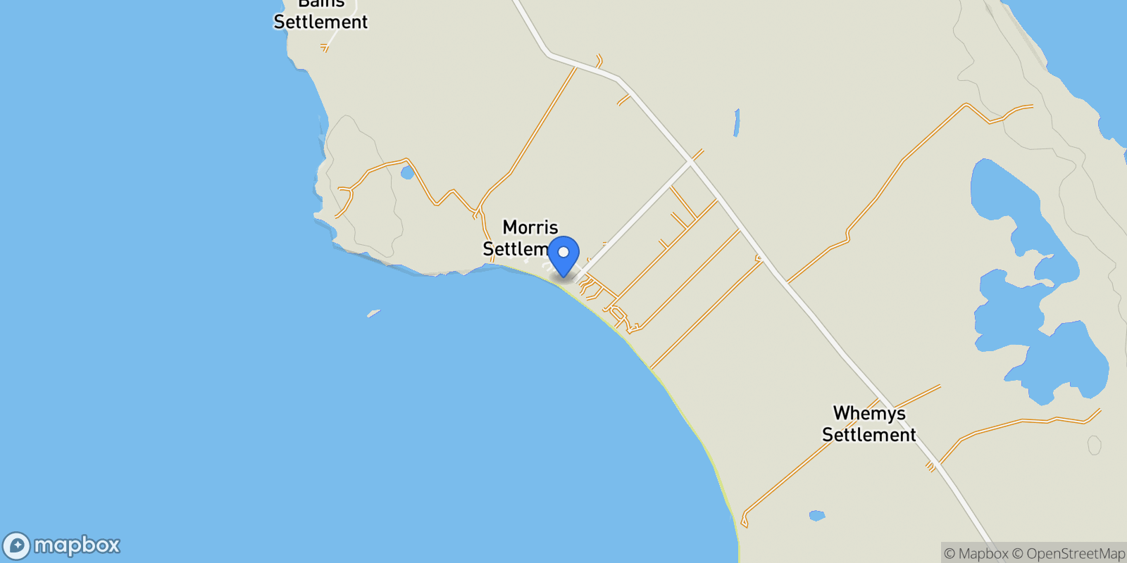 Map showing BEACHFRONT HOME WITH POOL, Morris Settlement, Long Island, The Bahamas.