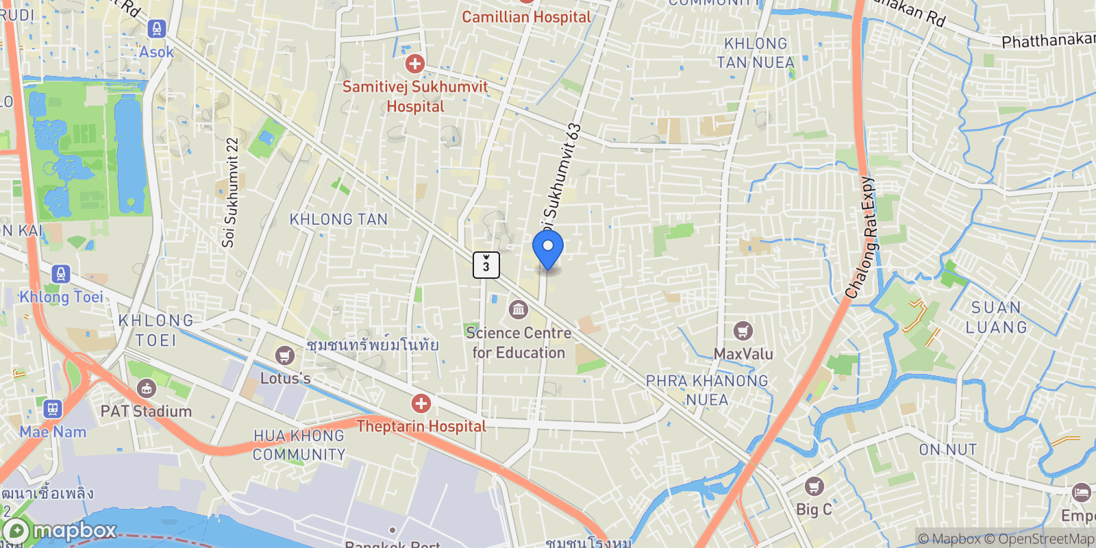 Map showing 36 Soi Sukhumvit 63, Phra Khanong Nuea Subdistrict, Bangkok, 10110, Bangkok, Bangkok, Thailand.