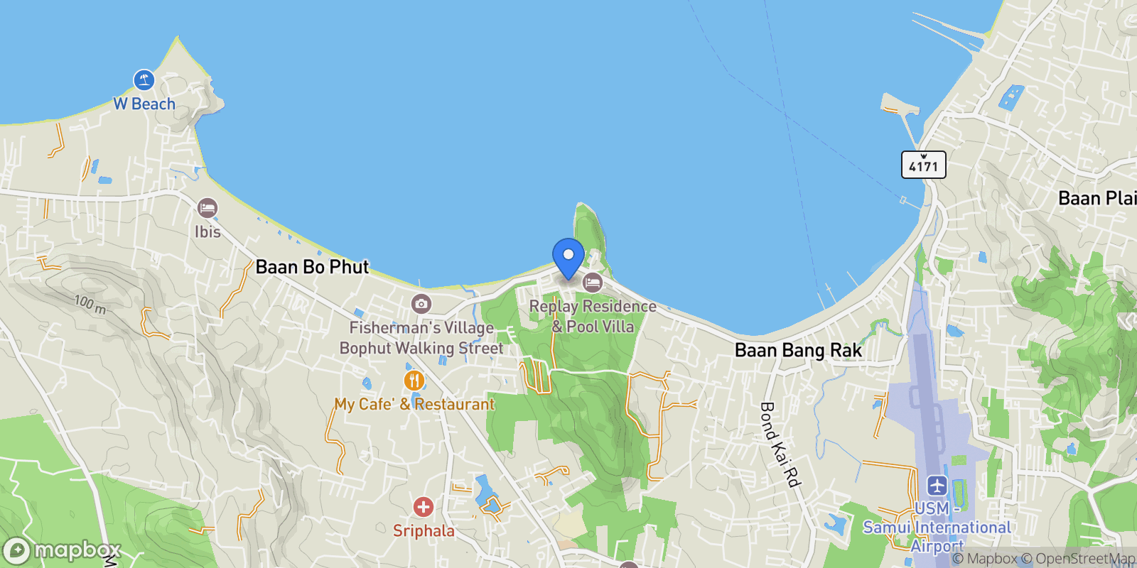 Map showing Villa Ananda Newly Built Sea View Villa with Elevator, Ko Samui, 84 84320, Koh Samui, Surat Thani, Thailand.