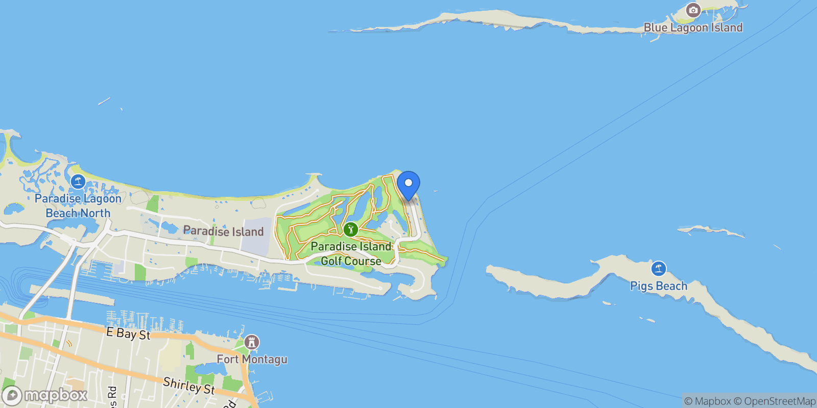 Map showing OCEAN CLUB ESTATES, Nassau, New Providence, The Bahamas.