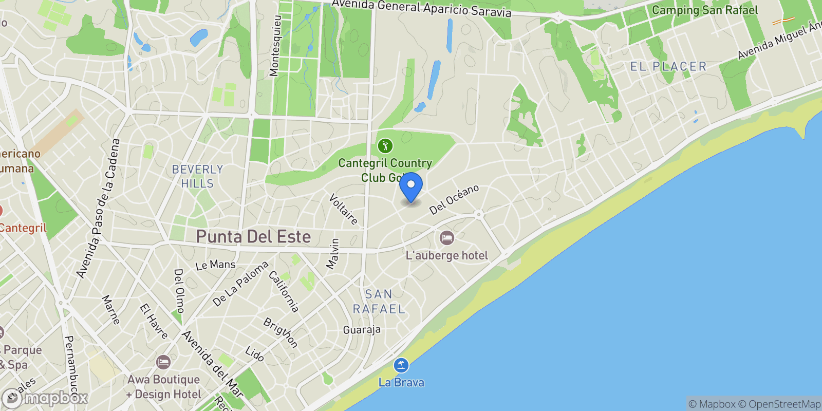 Map showing Casa en El Golf al 100, Parque del Golf, Punta del Este, Maldonado Department, Uruguay.