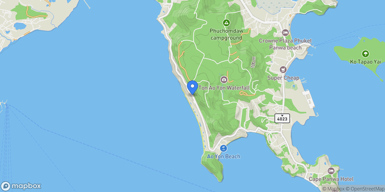 Map showing Clifftop Residence Oceanfront Luxury Villa with Panoramic Andaman Sea Views in Cape Panwa, Mueang Phuket, 83 83000, Wichit, Phuket, Thailand.