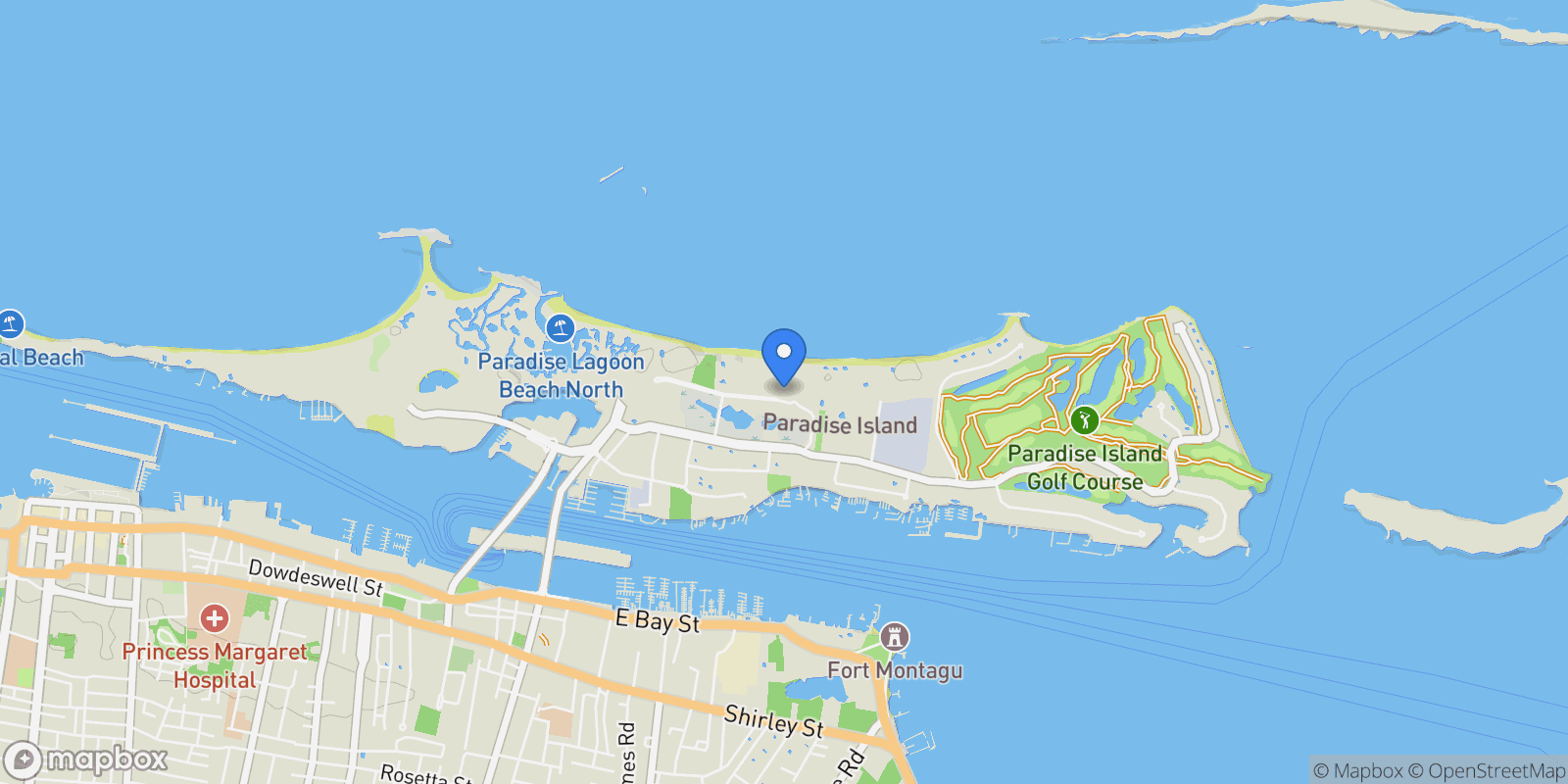 Map showing 802 One Ocean Paradise Island, Nassau, NP 0000, Nassau, New Providence, The Bahamas.