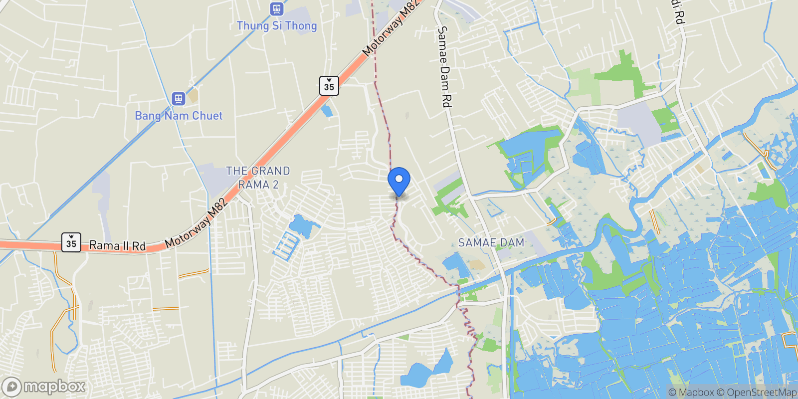 Map showing Rama II, Bang Khun Thian, 10, Bangkok, Krung Thep Maha Nakhon, Thailand.