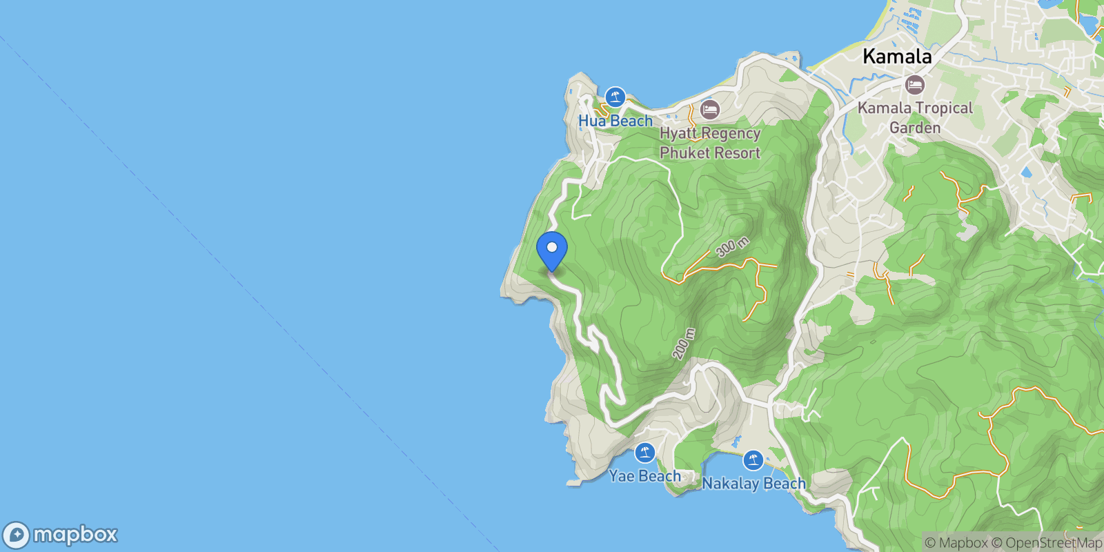 Map showing Villa Cascade Modern Oceanfront Villa with Infinity Pool in Kamala, Phuket, Phuket, 83 83120, Kamala, Phuket, Thailand.