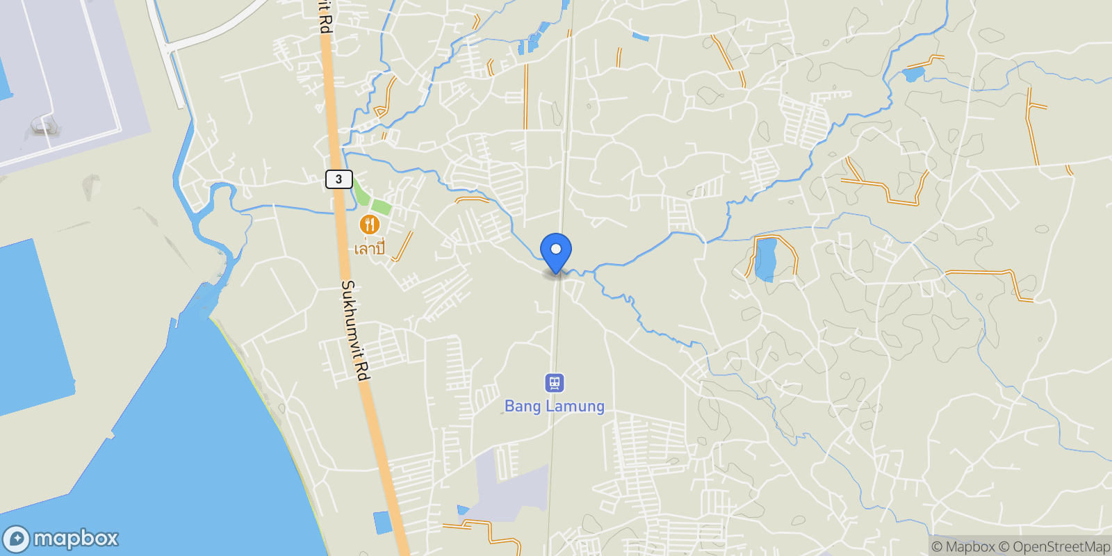 Map showing Bang Lamung, Bang Lamung Sub-district, Chon Buri, Thailand.