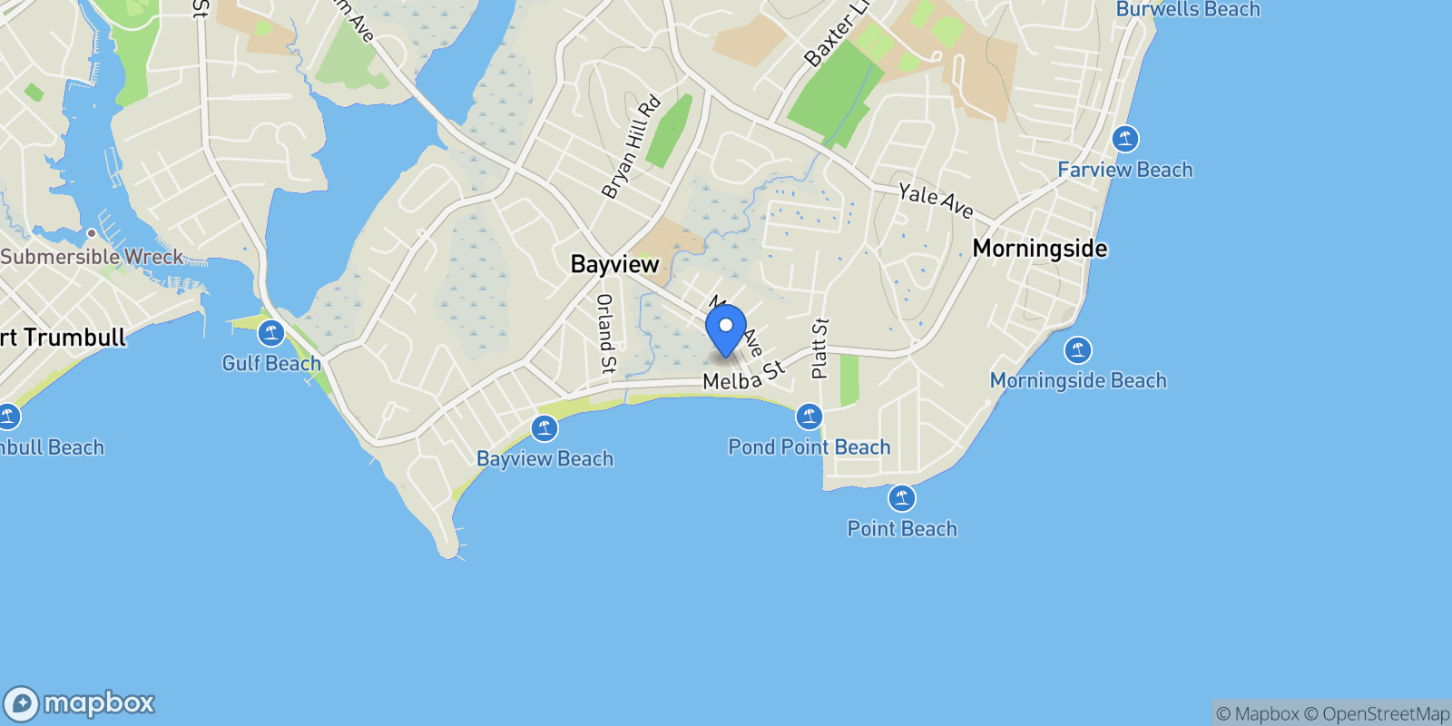 Map showing 44 Beachland Avenue, Milford, CT 06460, Milford, Connecticut, United States.