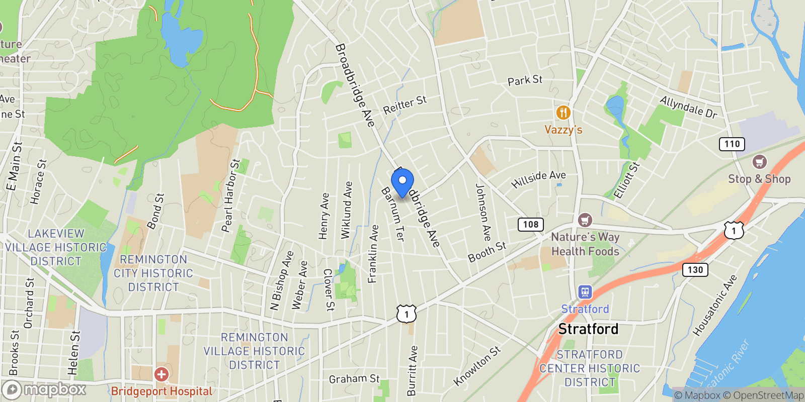 Map showing 123 Klondike Street, Stratford, CT 06614, Stratford, Connecticut, United States.
