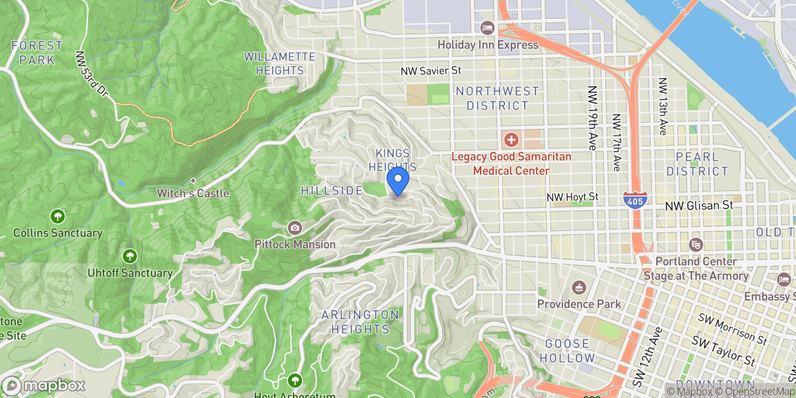 Map showing 2802 NW Ariel Ter, Portland, OR 97210, Portland, Oregon, United States.