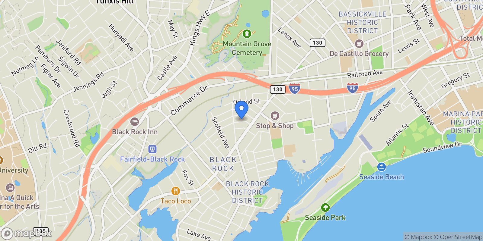 Map showing 82 Waldorf Avenue, Bridgeport, CT 06605, Bridgeport, Connecticut, United States.