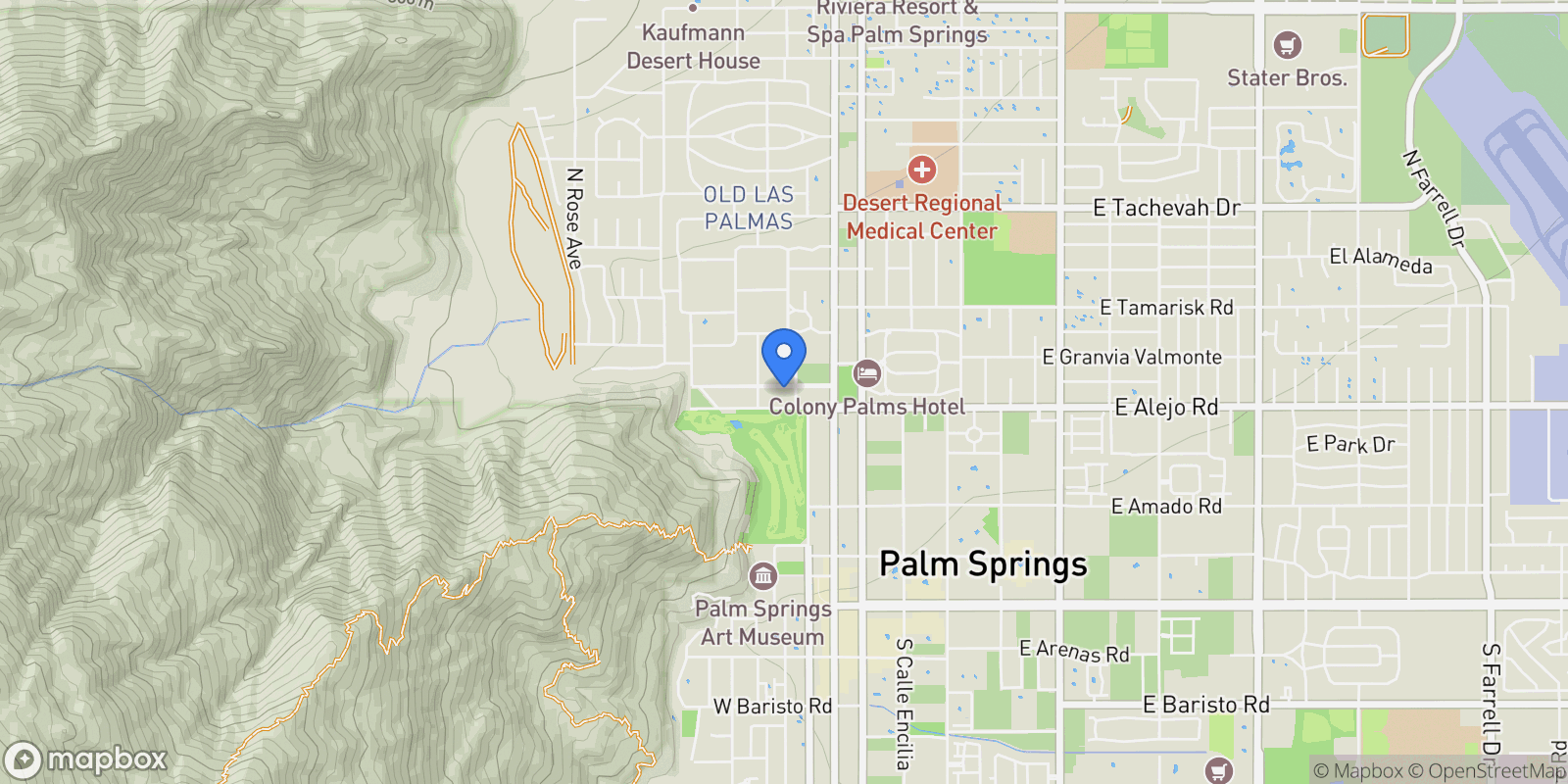 Map showing 535 N Belardo Road, Palm Springs, California, United States.