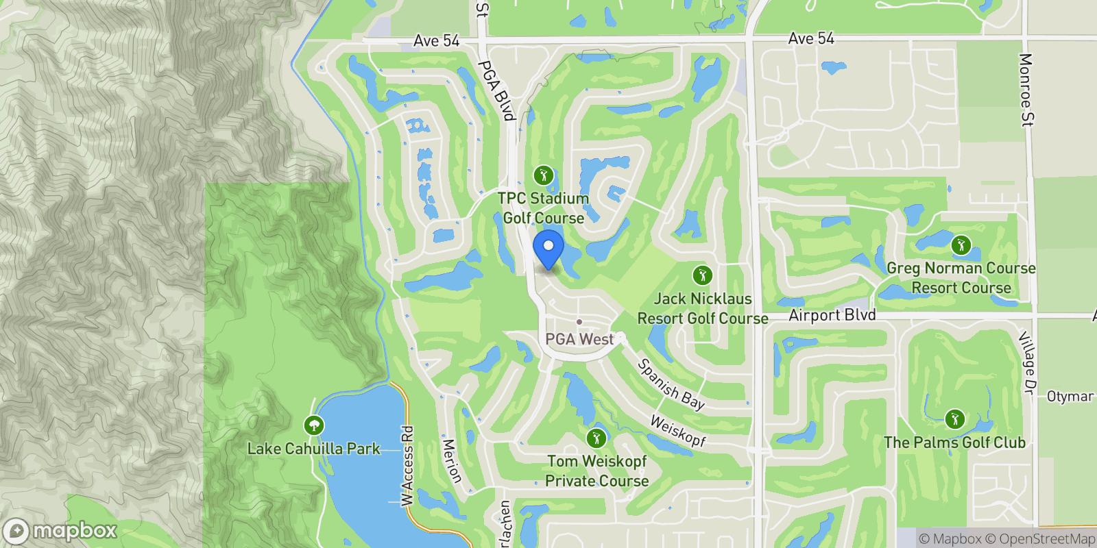 Map showing 80076 Champions Way, La Quinta, California, United States.