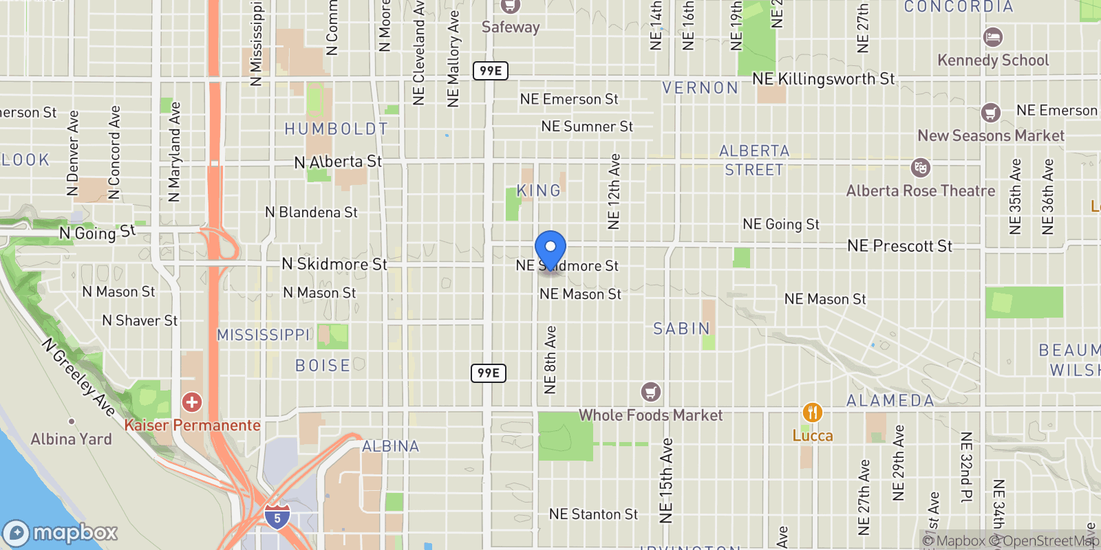 Map showing 4214 NE 8th Ave, Portland, OR 97211, Portland, Oregon, United States.